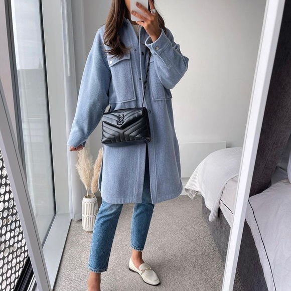 Zara Light Blue Pea Coat NWOT - Picture 3 of 11